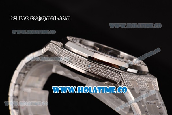 Audemars Piguet Royal Oak 41 Asia 2813 Automatic Diamonds/Steel Case with Black Dial Diamonds Bezel and Stick Markers (EF) - Click Image to Close